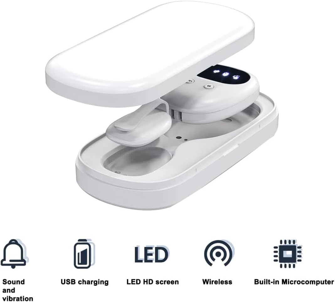 Wireless Bedwetting Alarm for Boys Girls, USB-C Rechargeable, Loud Sound, Strong Vibration, Pee Alarm, Potty Training for Kids, White