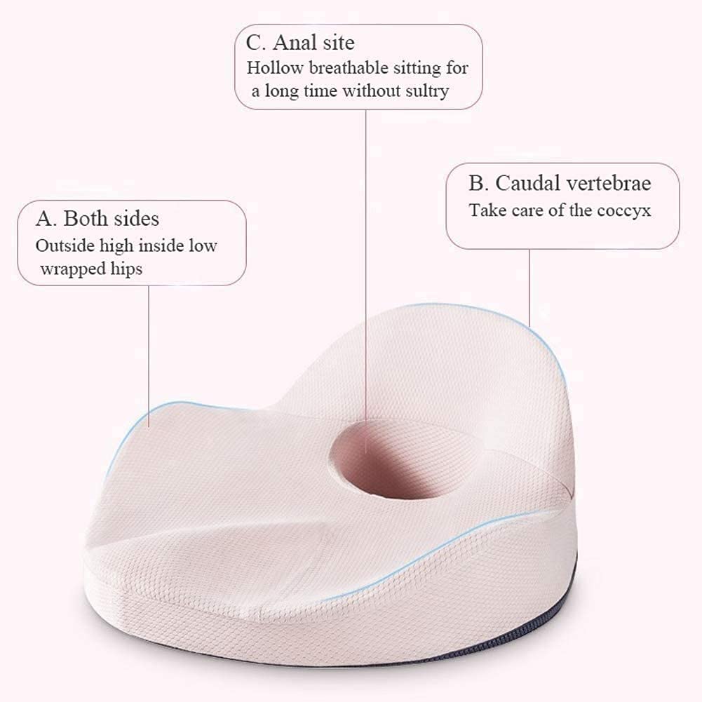 Cuscino del Sedile della Schiuma Comfort Ortopedico per la Parte Bassa della Schiena, del cumulo di Tailbone e della Sciatica Sollievo dal Dolore, Rosa