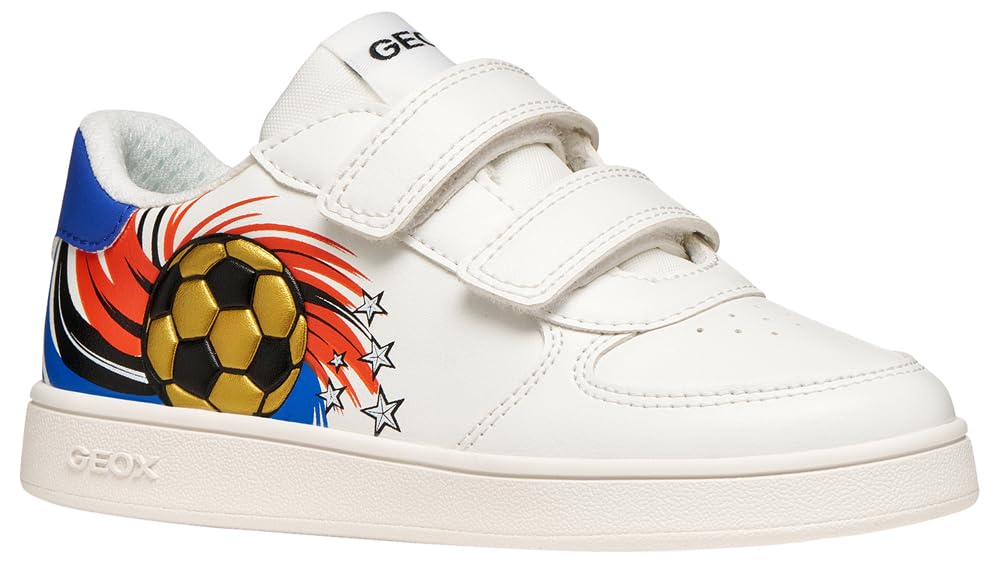 Geox J Eclyper Boy D Trainers, White/Royal, 30 EU