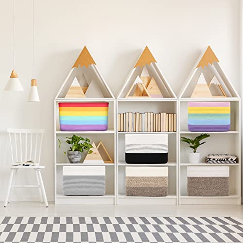 Dofasayi Woven Baskets For Storage 3-Pack - Rope Storage Baskets | Toy Storage Basket For Nursery | Baby Organizing Basket With Handles | Cotton Rope Baskets For Storage | Baskets For Organizing #TOP5