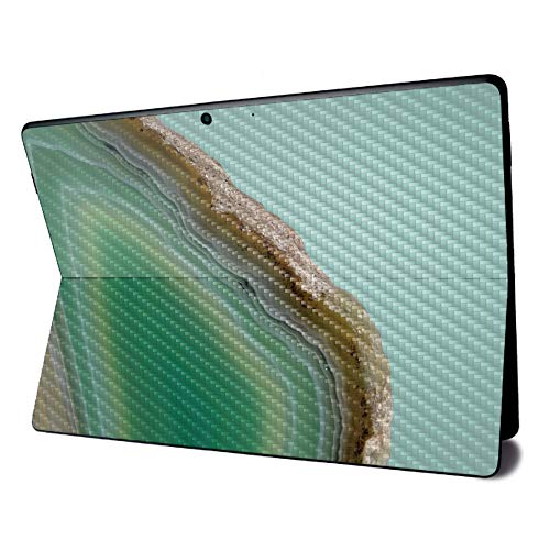 Image of MightySkins Carbon Fiber Skin for Microsoft Surface Pro X - Green Agate | Textured Carbon Fiber Finish | Easy to Apply, Remove, and Change Styles | Made in The USA