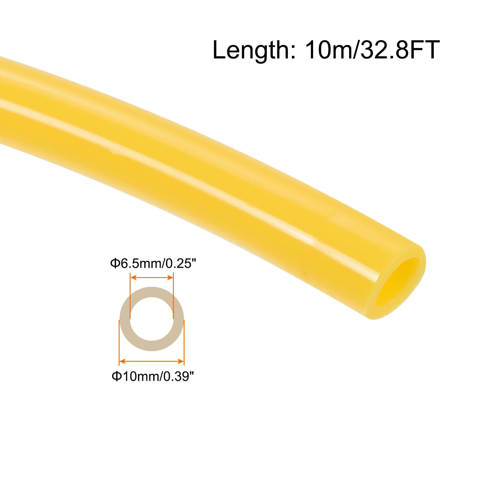 Rebower Pneumatic Tubing Pipe,10mm x 6.5mm Yellow PU Polyurethane Tube,32.8FT 10M,PU Air Line Tubing Hose Tubes for Air Compressor,Fluid Transfer,Air Brake - Image 2