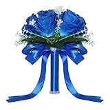 BERYLER Wedding Bouquets for Bride, Small Bridal Flower for Bridesmaid, Artificial Blue Toss Rose