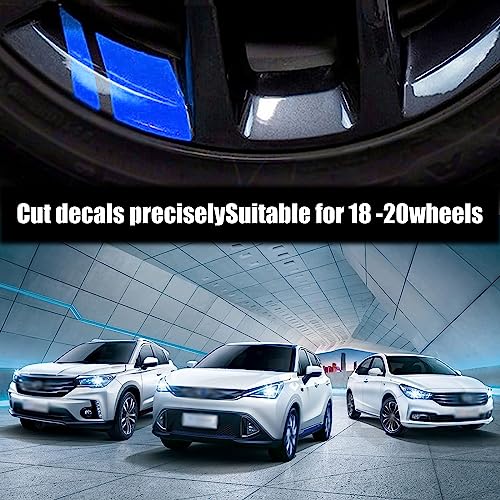 Image of gunhunt 6 PCS Car Reflective Stickers, Wheel Rim Decal Stripes Car Decals, Automotive Decals Hash Stripe Stickers for 18-21 Inch Wheels Tire Rim Safety Decoration Accessories (Blue)