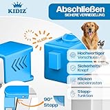 KIDIZ Absperrgitter zum Klemmen mit Katzenklappe, Türschutzgitter, Autoclose Kinder Treppengitter ohne Bohren | 90° Stopp Schutz, schwenkbar, Treppenschutzgitter, Weiß/Blau, Breite: 74-80 cm
