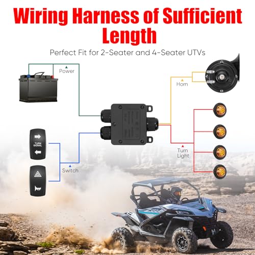 Image of Pre-wired UTV Turn Signal Kit, Universal ATV Street Legal Kit with Horn /Hazard /Blinker Rocker Switch, Plug-and-play Design, Compatible with Polaris RZR /Ranger, Honda Pioneer /Talon, SXS, CFMOTO
