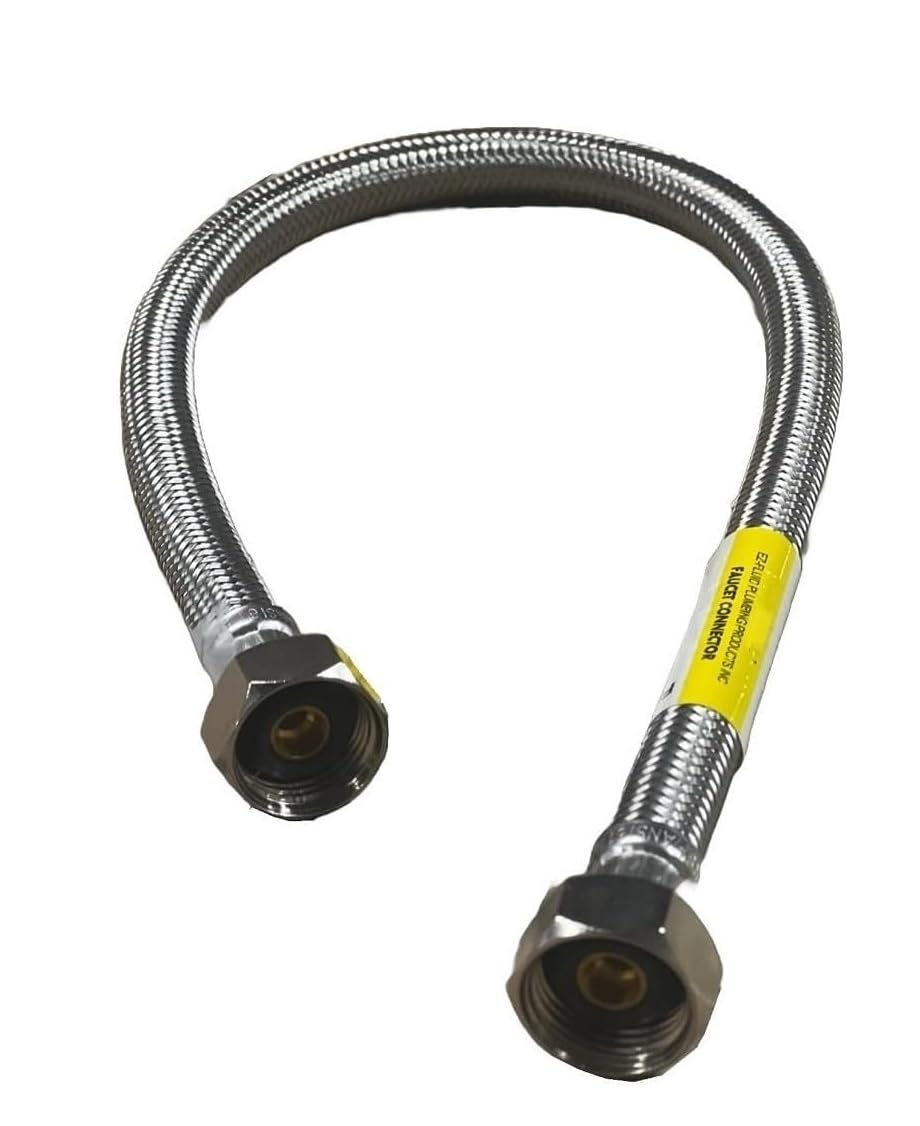 EZ-Fluid Línea de conector de grifo trenzado de acero inoxidable de 30 pulgadas, líneas de conector de manguera de suministro de agua para baño, fregadero de cocina, grifo de 1/2 pulgada FIP x 1/2