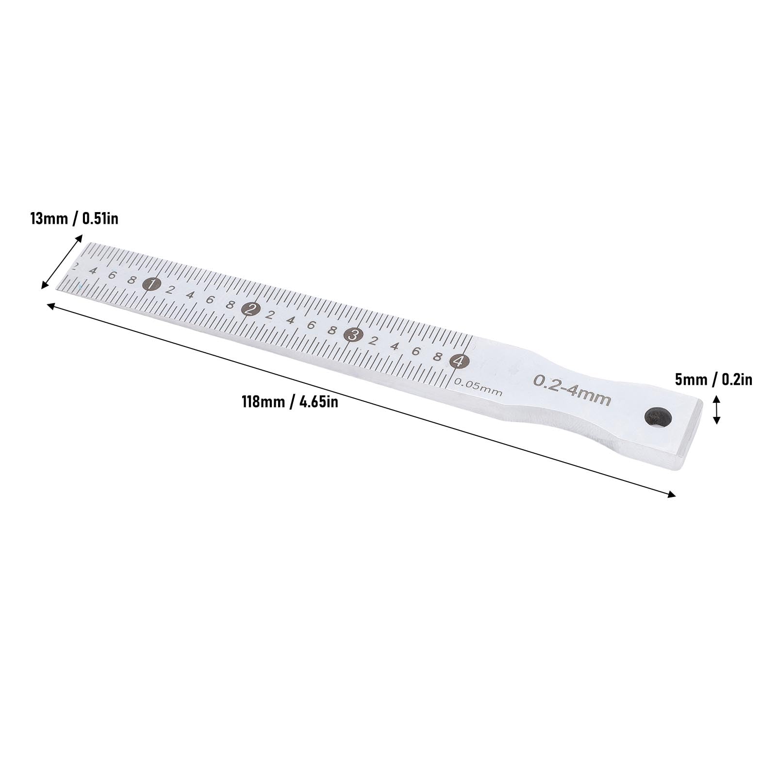 Generic Outil de Mesure Précis de Jauge Conique en Acier Inoxydable pour la Construction et les Chemins de Fer, Plage de 0,2 à 4 Mm, Précision de 0,05 Mm