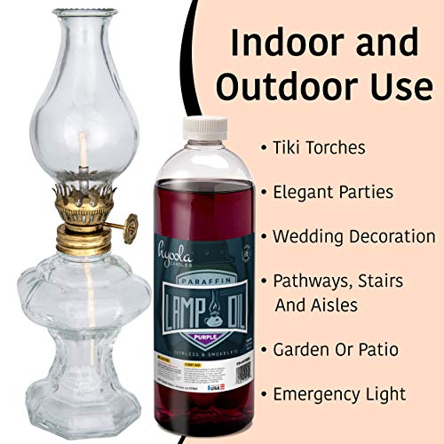 Hyoola Candles Liquid Paraffin Lamp Oil - Purple Smokeless, Odorless, Ultra Clean Burning Fuel For Indoor And Outdoor Use - Highest Purity Available - 32Oz #TOP2