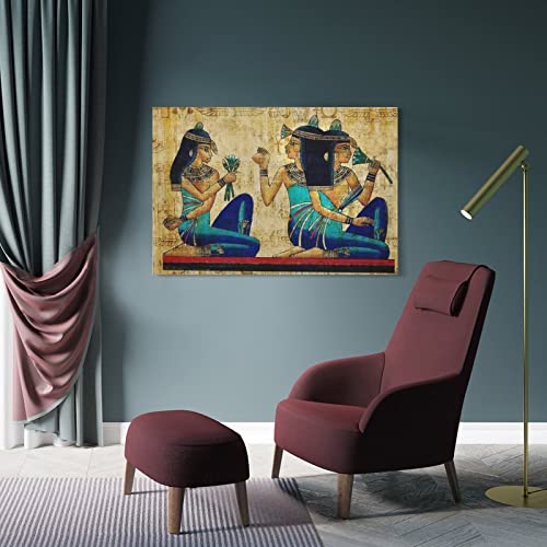 Egyptian Wall Painting, Egyptian Ancient Dancers, Ancient Egyptian Papyrus, Egyptian Times, Face Pai Wall Art Paintings Canvas Wall Decor Home Decor Living Room Decor Aesthetic 24X36Inch(60X90Cm) Fr #TOP3