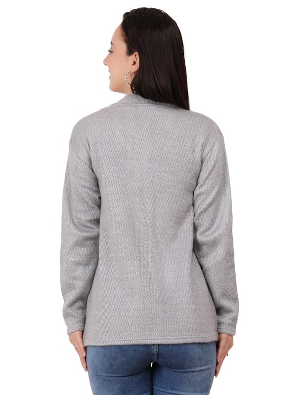 Image of MANRA Women's Woolen V-Neck Buttoned Full Sleeve Cardigan Self Design Soft Wool Fabric Winter Wear Pure Wool Sweater Fully Warm, Front Pockets Cardigan