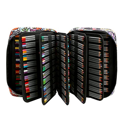 Lbxgap Portable Colored Pencil Case 360 Slots Pencil Or 240 Gel Pen Large Capacity Pencil Organizer With Handle Strap Handy For Prismacolor Watercolor Pencils & Gel Pen Markers #TOP3