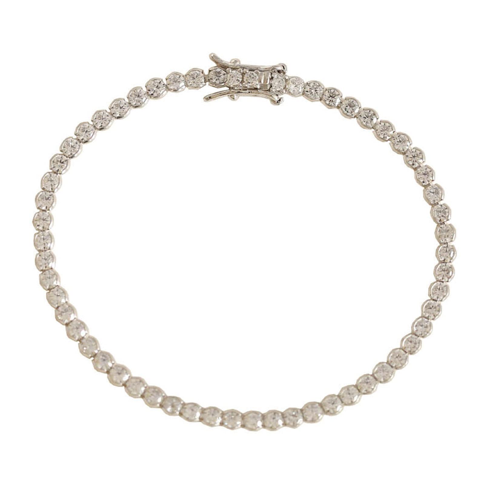 armbänder für Damen, platiniert, 925er, rundes edelstein-Diamant-Tennis-Armband für Damen, Hochzeit, edler schmuck, weißer Stein, 15 cm