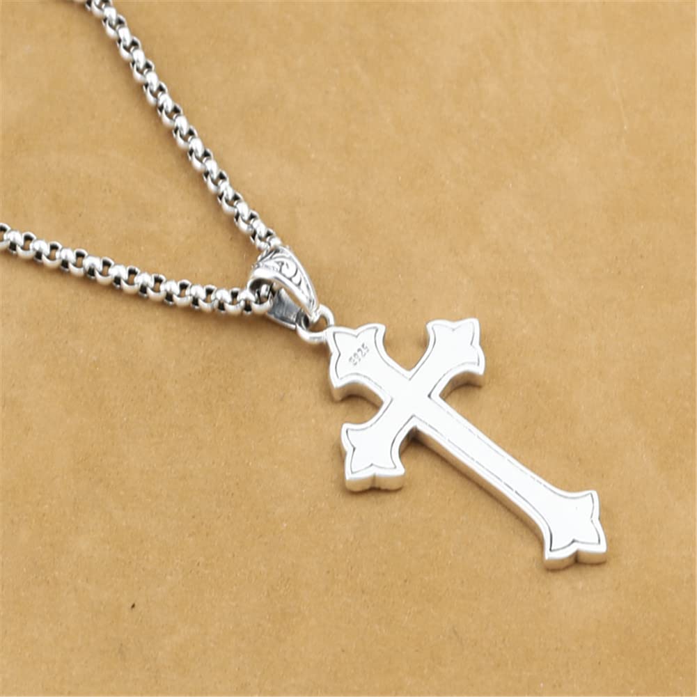 925 Silver Cross Pendant Necklace Vintage Sterling Silver Jesus Cross Pendant Cross Jewelry Pendant Necklace (A)