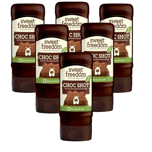 Sweet Freedom Choc Shot Chocolate - Refined Sugar Free Syrup for Coffee Dessert Milkshakes & Baking High Fibre Vegan Only 13 Calories Per Teaspoon (Pack of 6)