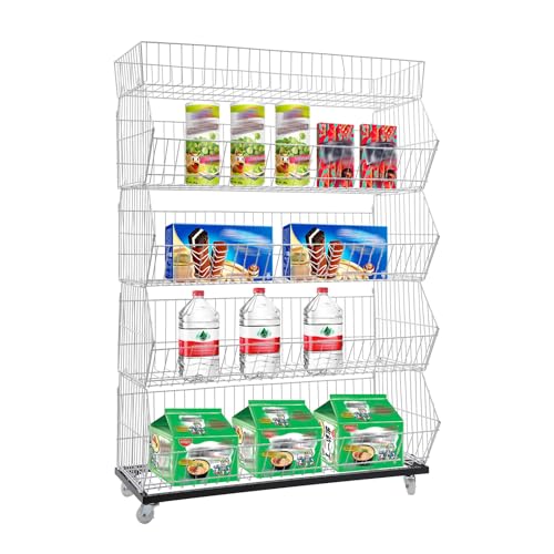 Eleeferri Retail Display Rack 5-Tier Market Merchandise Display Shelf Fruit Storage Shelf Vegetable Snack Basket Retail Store Supplies with Wheels for Home Store Market (18