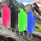 4 X klein Pfefferspray Schlüsselanhänger, Pfefferspray Selbstverteidigung Schlüsselanhänger Pepper Spray, Klein Tragbar Abwehrspray Für Frauen, Männer (Schwarz, Grün, Rose, Blau) -GT06-A4-01