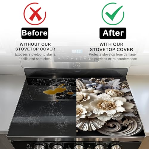 Image of Nuxovilar Stove Top Cover for Electric Stove, 20x28 Inch Polyester Glass Cooktop Protector, for Kitchen Decor & Daily Use