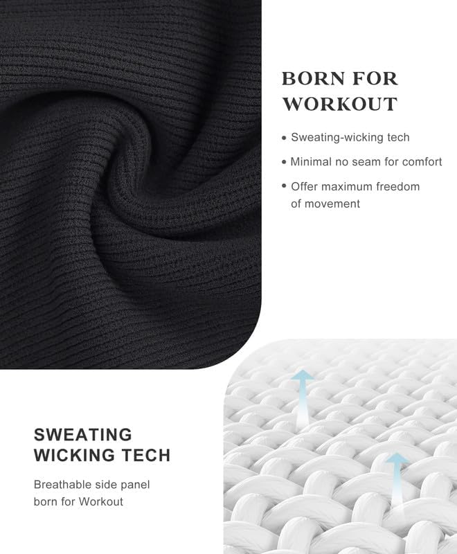 Miniatura 5 de Popilush Overol para mujer con brasier integrado, con agujero para el pulgar, sin costuras, cuello cuadrado, manga larga, acanalado, sin mangas,