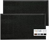 BAGAIL BASICS Door Mat 2-Pack, Doormat Entryway Mats Front Porch Doormats, Non-Slip Dirt-Resistant Entrance Mat, Easy Clean and Durable - 30 x 17 inches, Black