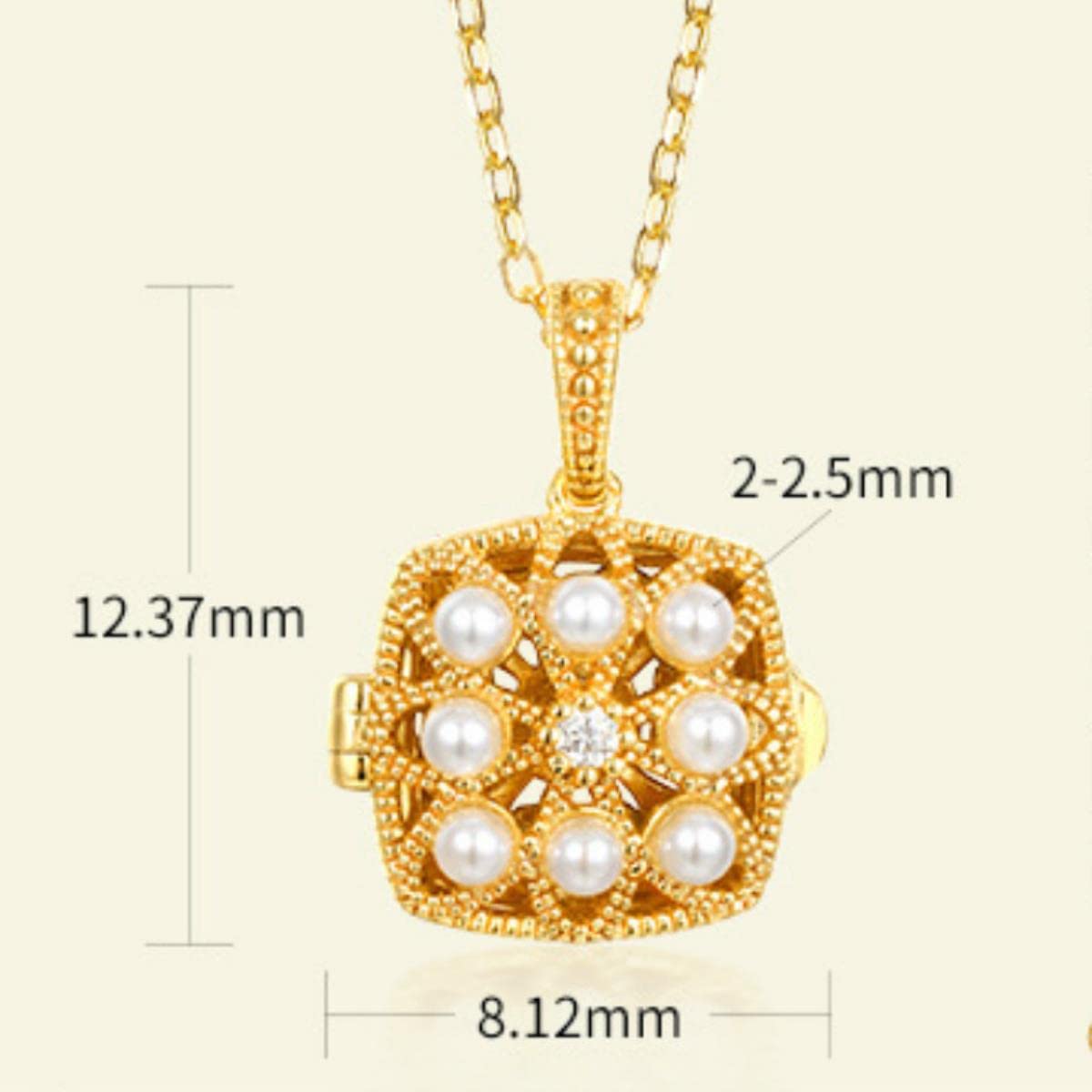 Luxury Pearl Pendant Necklacce Box Hollow S925 Sterling Silver Pendant 9K Gold Women's Accessories Necklace Fine Jewelri