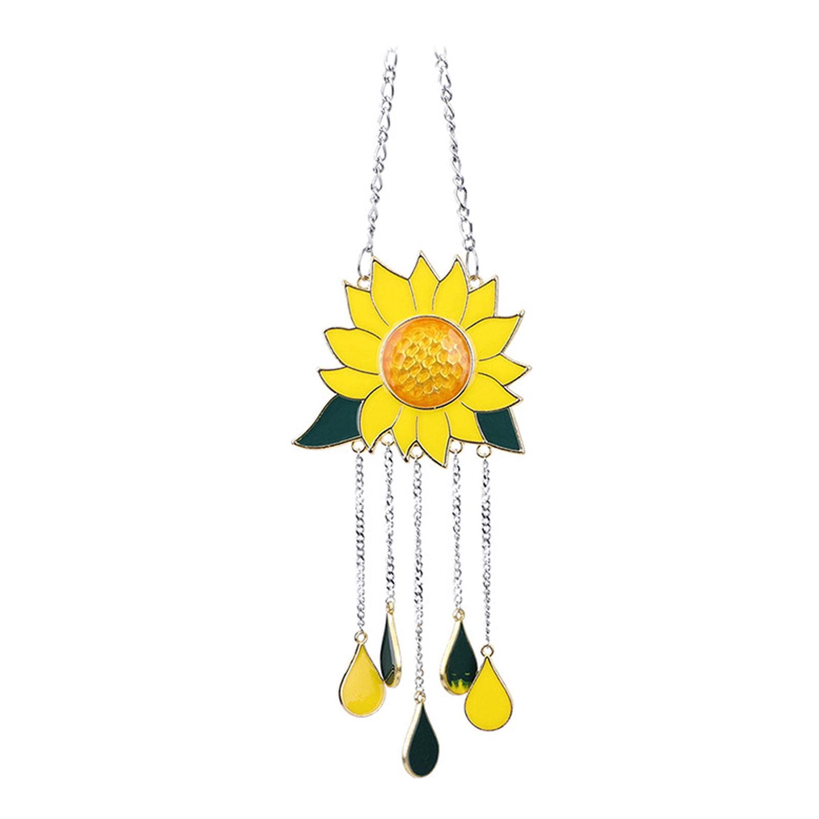 Sunflower Wind Chimes Ornaments, Sun Flower Hanging Sign Dripping Pendant for Outdoor Garden Patio Porch, Home Decor Gift for Housewarming, Birthday, Christmas(PATTERN:Pendant)