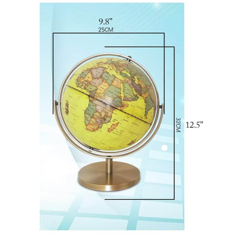 Globo interattivo, grande mondo mondiale, meridiano in metallo e supporto in metallo, sfera decorativa del mondo per aule, casa, ufficio (S: 13 cm) | Leroy Merlin