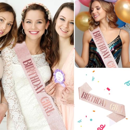 Image of Curated Cart Birthday Crown and Sash for Women Birthday Girl Sash & Rhinestone Tiara Set - Birthday Decorations Birthday Girl Crowns Tiaras for Women