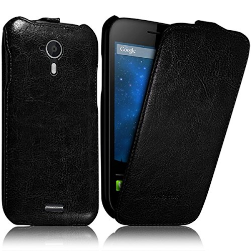 KARYLAX Seluxion - Housse Etui Coque Rigide à Clapet pour Wiko Darknight Couleur Noir + Film de Protection