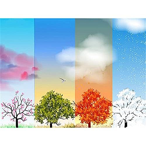 GOLDFI DIY 5D Diamond Painting by Number Kits Color Tree Four Seasons Tree Paint with Diamonds Arts Supply Canvas Wall Decor 30×40cm