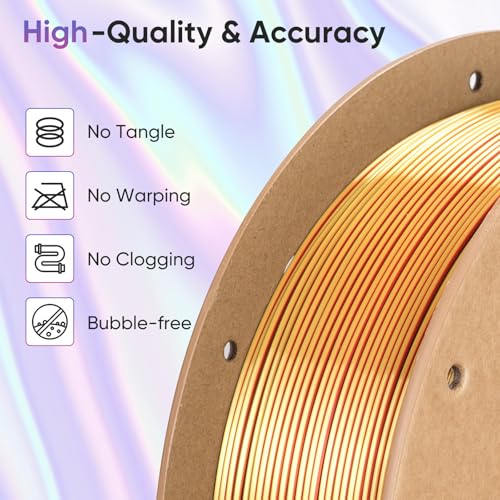 Image of ERYONE Silk Filament PLA+ 1.75mm Shiny 3D Printer Filament, Multicolor PLA 4 in 1, 1kg (2.2LBS) /Spool, HS Silk Quadruple Color Gorgeous Sum (Black & Gold & Red & Green)