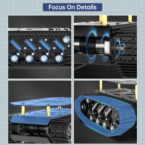 Image of Robot Tracked Tank Car Chassis with Encoder DC Motor, Suspension Shock Absorption Chassis Car Double Layer Full-Metal Robotic Moving Platform Track for Arduion RPi Jetson DIY Maker Smart Robot Car