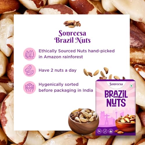 Image of SONREESA Brazil Nuts | 250 grams | Handpicked Wholesome and Selenium rich | 100% raw, unadulterated | Superfood, Supernut