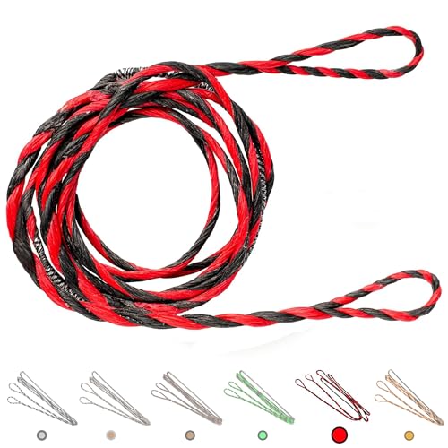 Deerseeker Flemish D97 Bow String Handmade Twist Bowstring 16 Strands 54-70in Fast Flight for Traditional Longbow Recurve Bow Replacement Archery Accessories (Red+Black, AMO 62'(Actual Length 58'))
