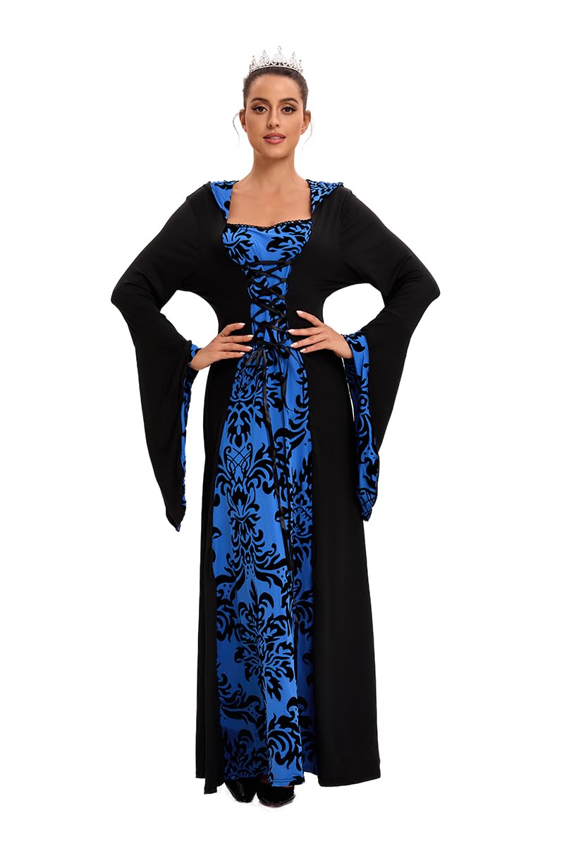 Feynman Abito da Donna in Stile Medievale con Maniche a Tromba, Vestito Lungo in Stile Rinascimentale, rétro, Adatto per Carnevale, Halloween, Feste e Come Costume da Principessa