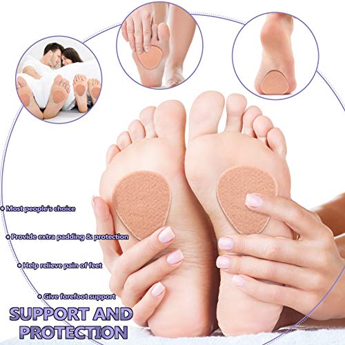 Image of Syhood 20 Pieces Metatarsal Felt Pads Foot Insert Pads Ball of Cushion for Pain Relief Forefoot and Sole Adhesive Accessories for Men and Women 1 /4 Inch Thick(Oval,Nude Color,Wool Felt)
