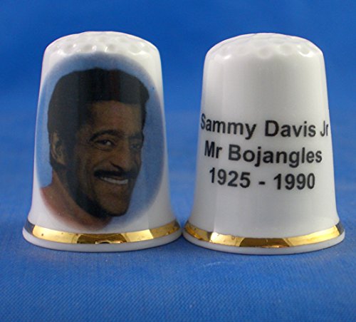 Porcelain China Collectable Thimble - Sammy Davis Jr with Dome Box