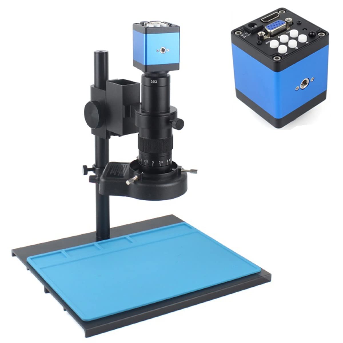 ASerZenith Microscope Kit 48Mp 4K Usb Digital Video Monocular Microscope Camera Continus Zoom 180X C-Mount Microscope Lens Adapters,One Color-B Set 180X