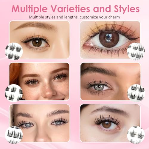 Image of MAYCREATE 12 Styles 272pcs Fake Eyelashes Self Adhesive Eye Lashes for Women Natural to Dramatic Eyelash Lash Clusters Mixed Length False Eyelashes Extension Kit with Storage Case for Home Salon Use