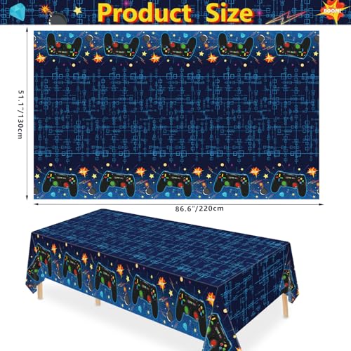 4 Pack Video Game Tablecloth Video Game Birthday Decoration Gaming Birthday Party Supplies 86” x 51” Rectangle Plastic Game party Table Cover for Kids Boys Girls Video Game Party Decorations Favors - Image 3