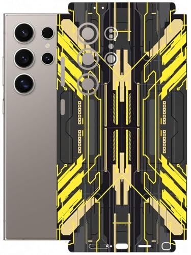 Image of AtOdds - Full Body Back Screen Guard Protector Film - Lamination Wrap Skin Sticker Compatible with Samsung Galaxy S24 Ultra | Scratchproof Matte Finish (Cyber Yellow)