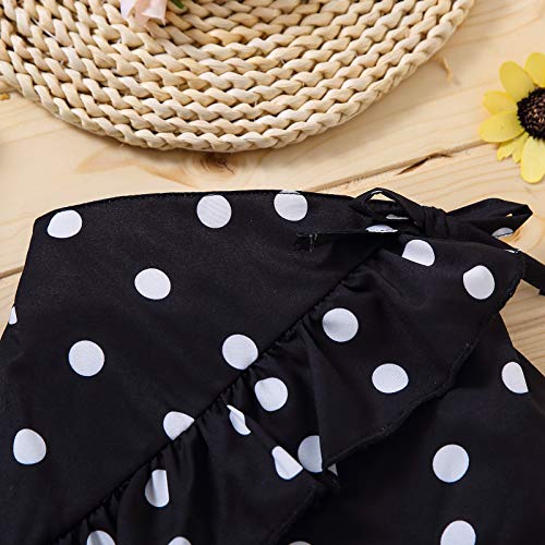 Toddler Baby Girl Sleeveless Elastic Ruffle Tube Tops Floral Polka Dot Zebra Skirts Summer 2Pcs Outfits Dress (Black,4-5T,) #TOP7