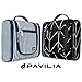 PAVILIA Toiletry Bag Travel Bag for Women Men, Hanging Cosmetic Organizer, Water Resistant Makeup Bag for Accessories Toiletries, Large Travel Essentials Kit (Stripe Navy)