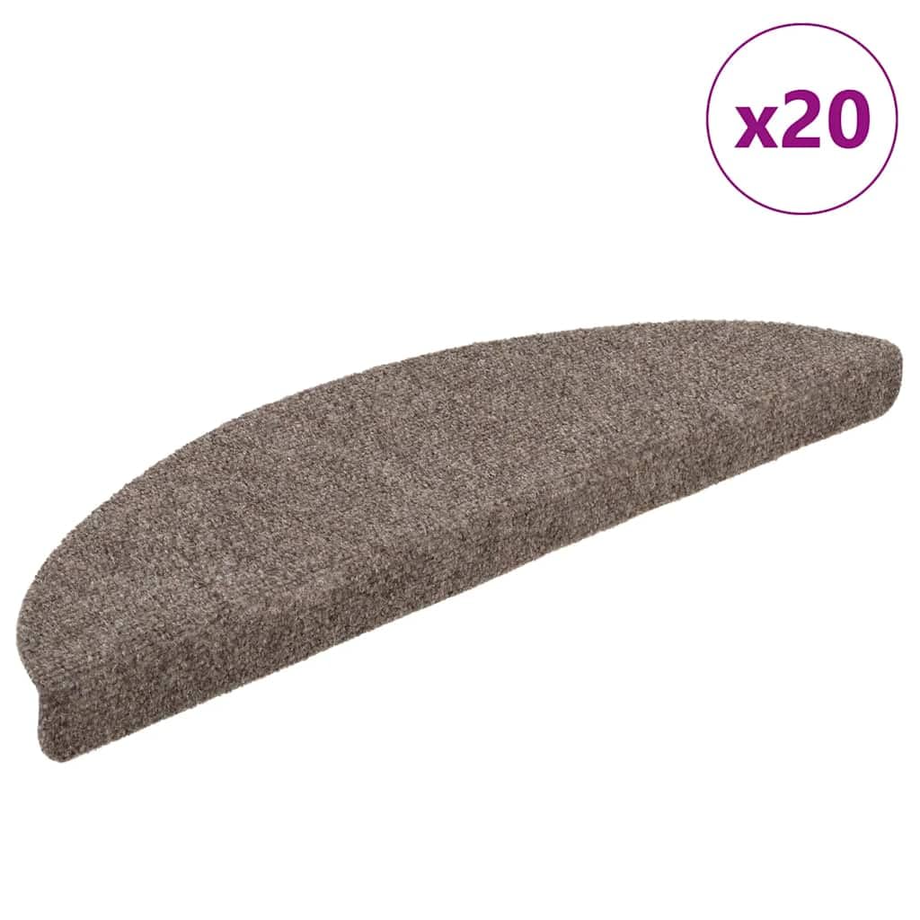 Treppenteppich, selbstklebend, 20 Stück, 56 x 17 x 3 cm, Beige, halbrund
