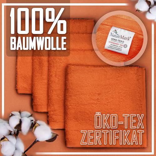 NatureMark 10er Set Frottee Waschlappen – 100% Baumwolle, weich & saugfähig – 30×30 cm, Terrakotta – Ansicht 6