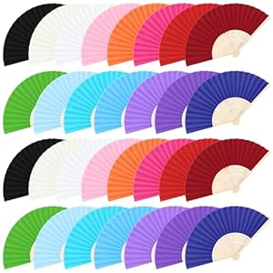 MCEAST Seiden-Faltfächer mit Bambusrahmen, 30 Stück