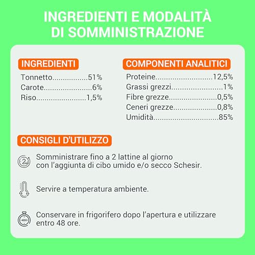Schesir, Thunfischfilets mit Karotten in Gelee, ergänzendes Nassfutter für Katzen, Originalrezept, 100% natürlich, 12 Dosen à 70 g