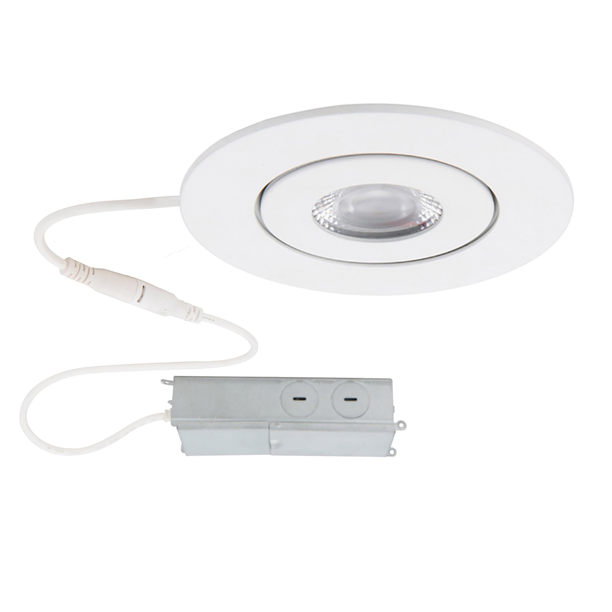 wac lighting lotos 2in led round adjustable recessed light 3000k warm white 6w 530 lumens ic-rated airtight 120v-277v universal in white