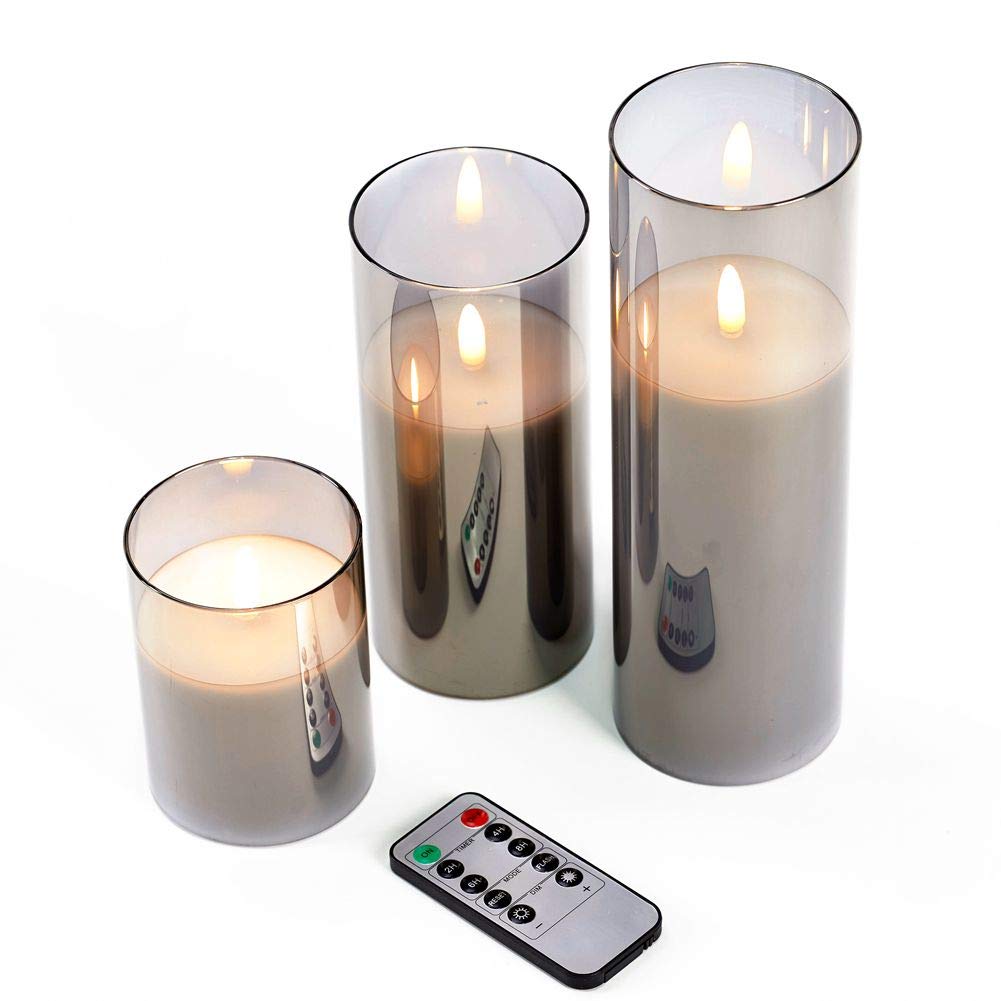 Flameless Candle Glass Set of 3(H 4