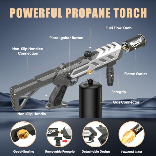 Image of Koackl 25.8 inch CSA Propane Torch Gun 2372F Adjustable Flame BBQ Gray